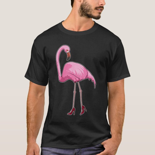 Flamingo med Högklackar T Shirt (Framsida)