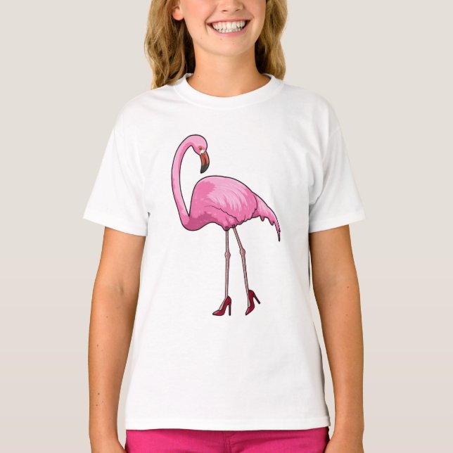 Flamingo med Högklackar T Shirt (Framsida)