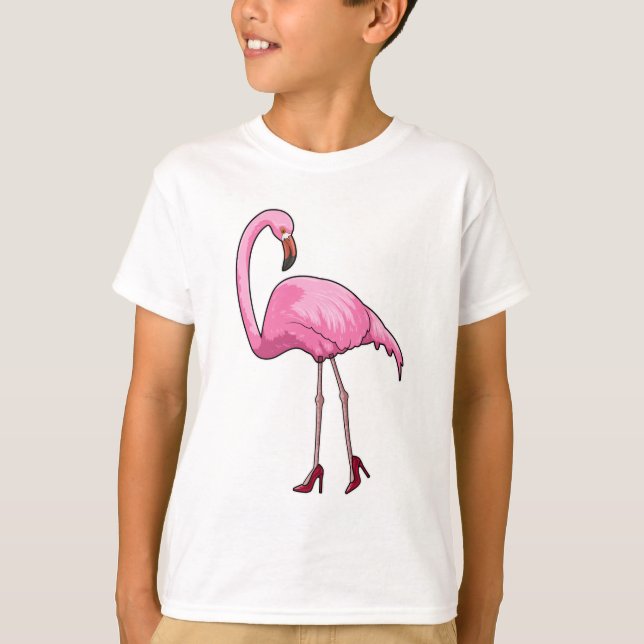 Flamingo med Högklackar T Shirt (Framsida)