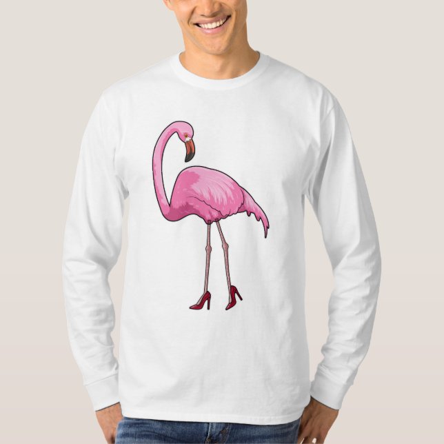 Flamingo med Högklackar T Shirt (Framsida)