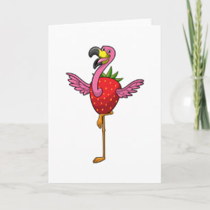 Flamingo med jordgubbe kort