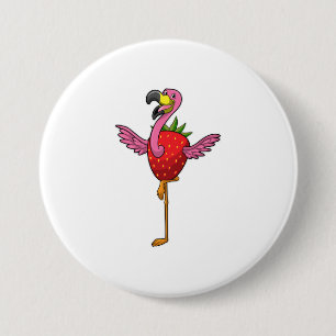 Flamingo med jordgubbsbär knapp
