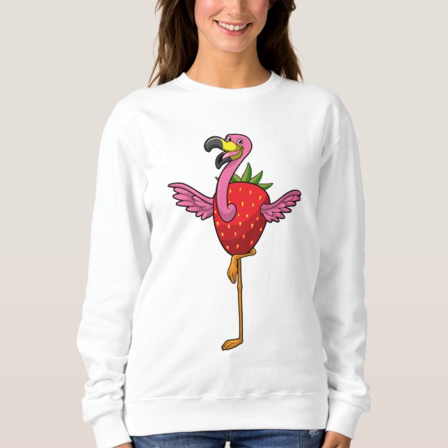 Flamingo med jordgubbsbär t shirt (Framsida)