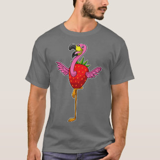 Flamingo med jordgubbsbär t shirt