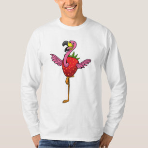 Flamingo med jordgubbsbär t shirt