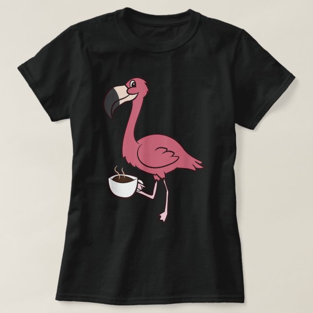 Flamingo med kaffefynlig kaffedryck t shirt (Design framsida)