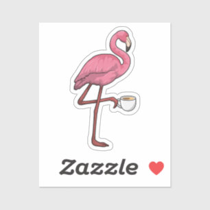 Flamingo med Kopp i kaffe Klistermärken