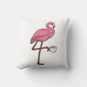 Flamingo med Kopp i kaffe Kudde