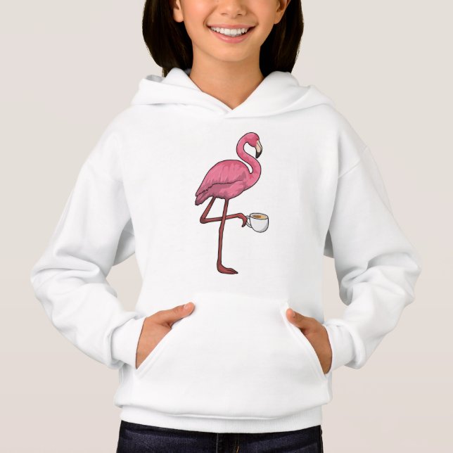Flamingo med Kopp i kaffe T Shirt (Framsida)