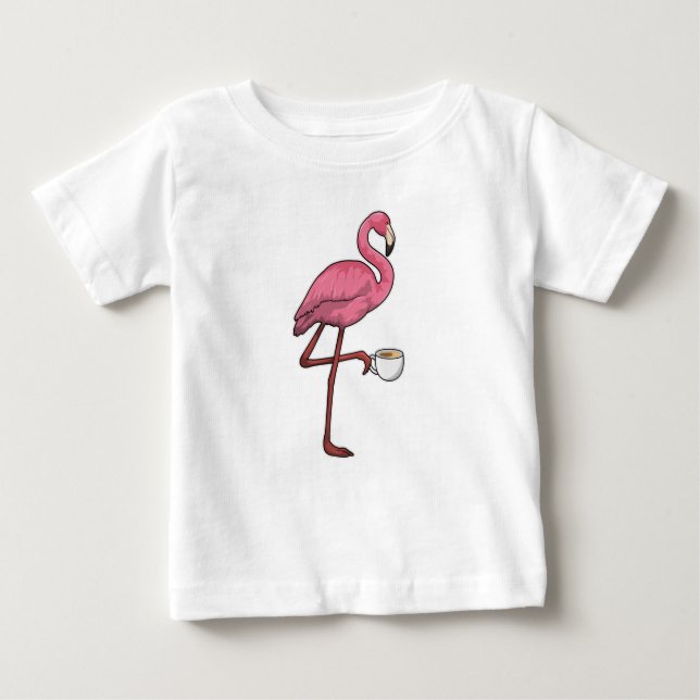 Flamingo med Kopp i kaffe T Shirt (Framsida)