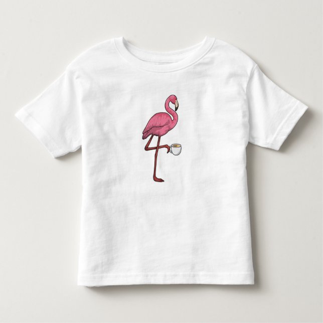 Flamingo med Kopp i kaffe T Shirt (Framsida)
