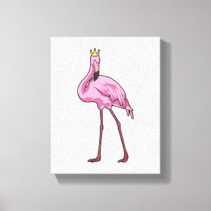 Flamingo med Krona Canvastryck