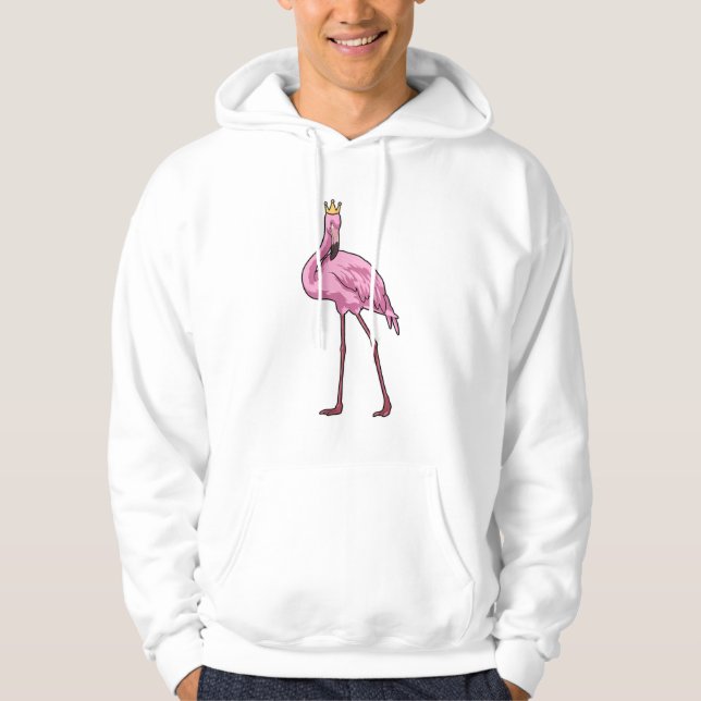 Flamingo med Krona Hoodie (Framsida)