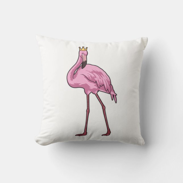 Flamingo med Krona Kudde (Framsida)