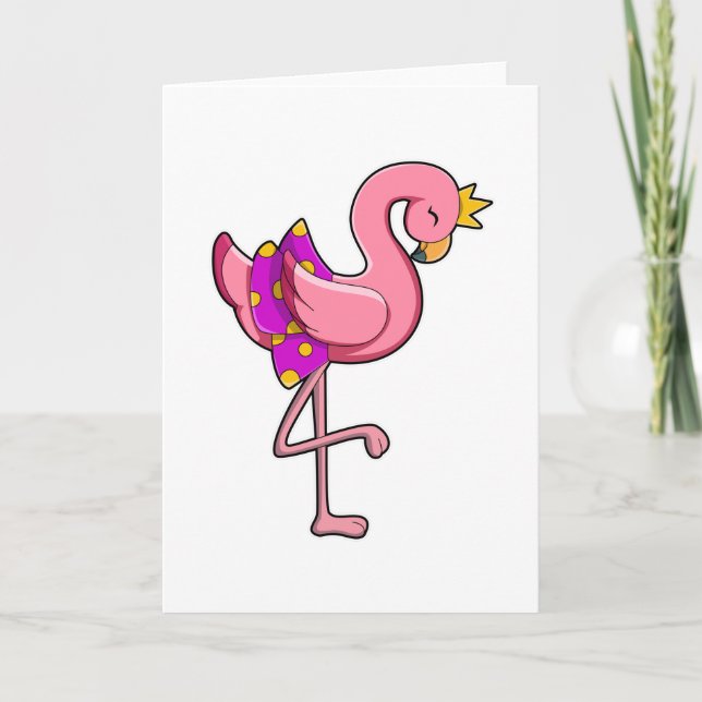 Flamingo med krona och kjol kort (Framsida)