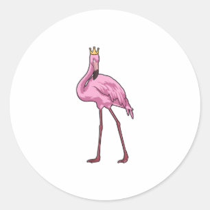 Flamingo med Krona Runt Klistermärke