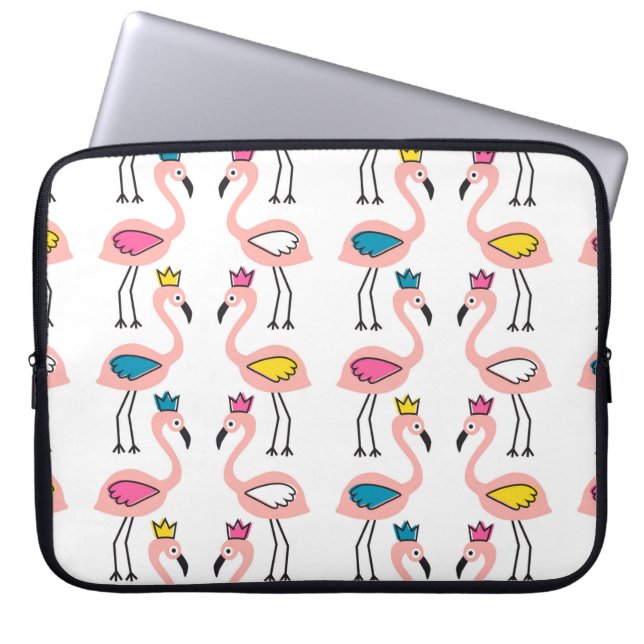 Flamingo med krona sömlös mönster. laptop fodral (Framsidan)