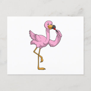 Flamingo med läppstift vykort