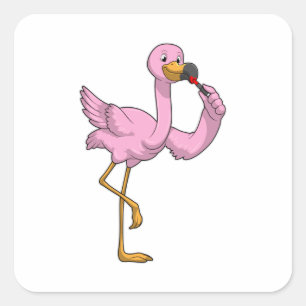 Flamingo med Lipstick Fyrkantigt Klistermärke