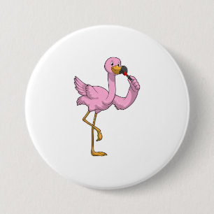 Flamingo med Lipstick Knapp
