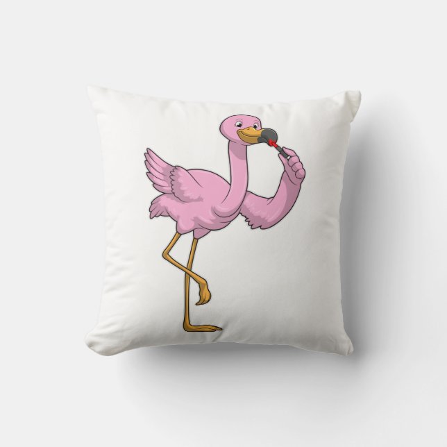 Flamingo med Lipstick Kudde (Framsida)