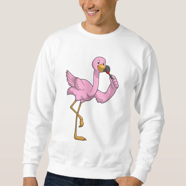 Flamingo med Lipstick Lång Ärmad Tröja (Framsida)