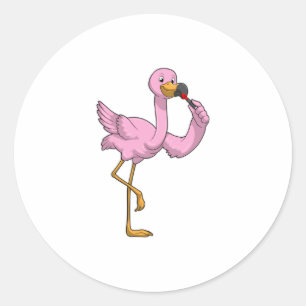 Flamingo med Lipstick Runt Klistermärke