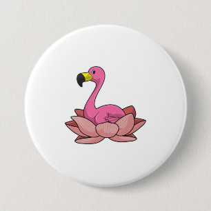 Flamingo med Lotus-blomman Knapp