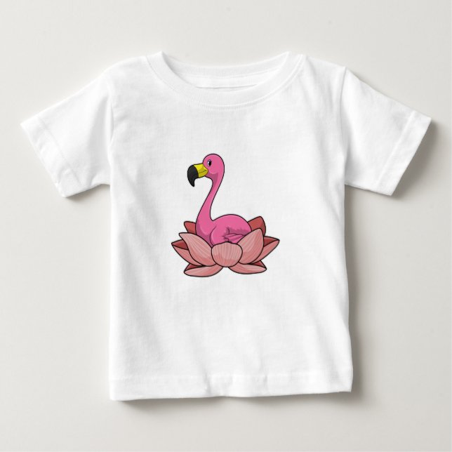 Flamingo med Lotus-blomman T Shirt (Framsida)