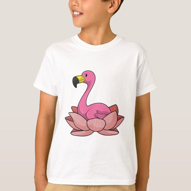Flamingo med Lotus-blomman T Shirt (Framsida)