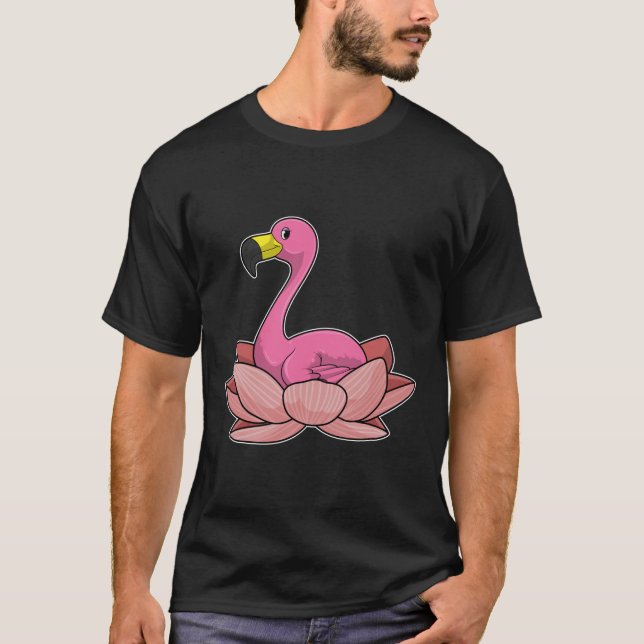 Flamingo med Lotus-blomman T Shirt (Framsida)