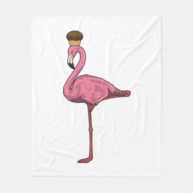 Flamingo med Muffin Fleecefilt (Framsidan)