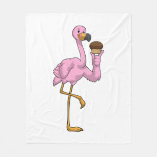 Flamingo med Muffin Fleecefilt