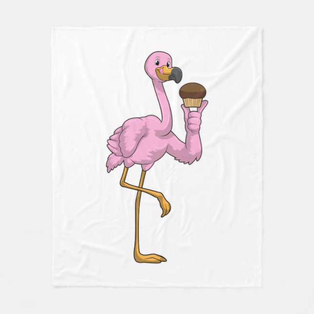 Flamingo med Muffin Fleecefilt (Framsidan)