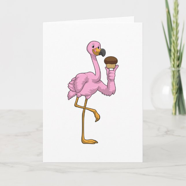 Flamingo med Muffin Kort (Framsida)