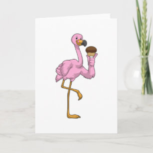 Flamingo med Muffin Kort