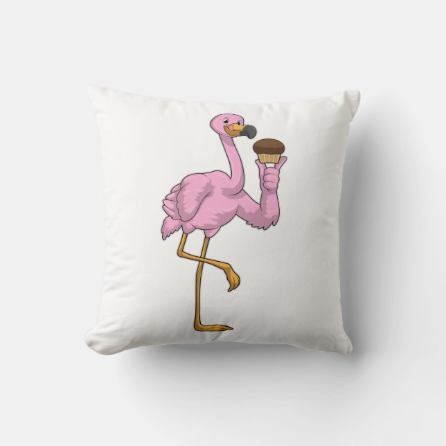 Flamingo med Muffin Kudde (Framsida)