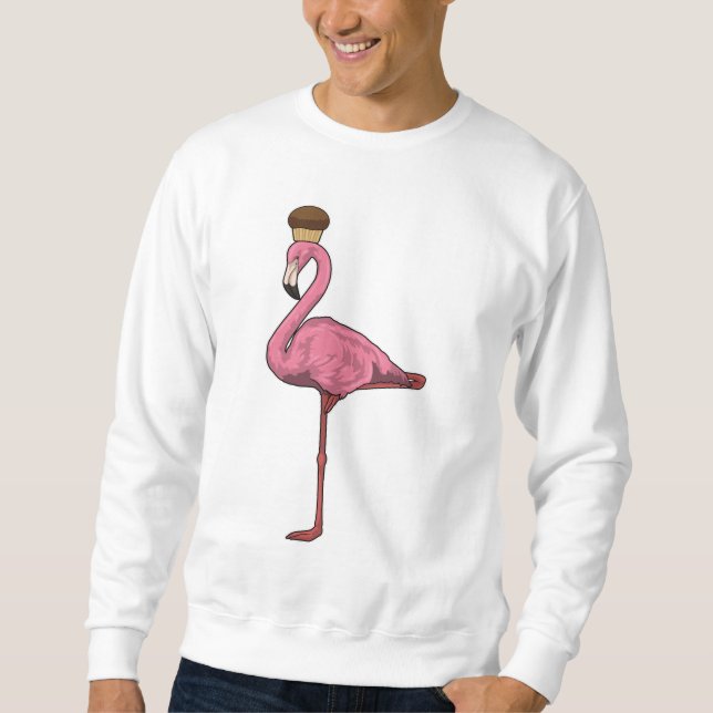 Flamingo med Muffin Lång Ärmad Tröja (Framsida)