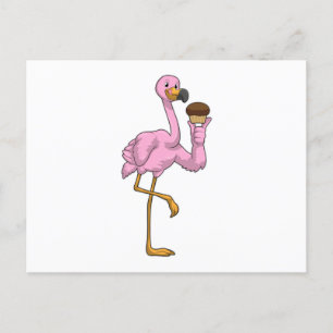 Flamingo med Muffin Vykort