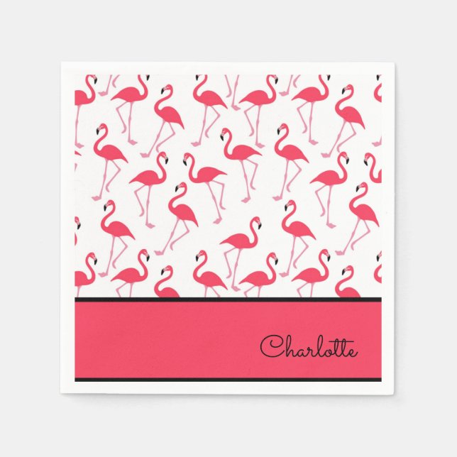 Flamingo med Namn Pappersservett (Framsidan)