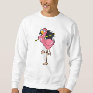 Flamingo med paraply lång ärmad tröja