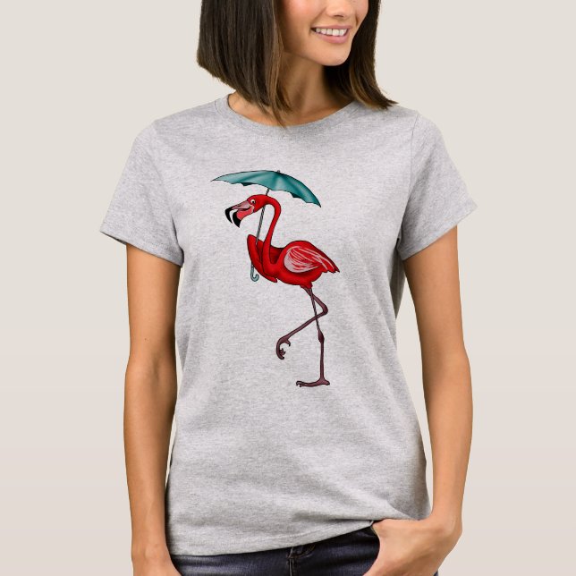 Flamingo med paraply T-Shirt (Framsida)
