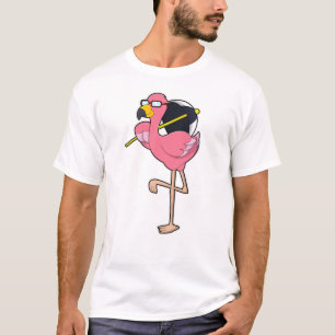 Flamingo med paraply t shirt
