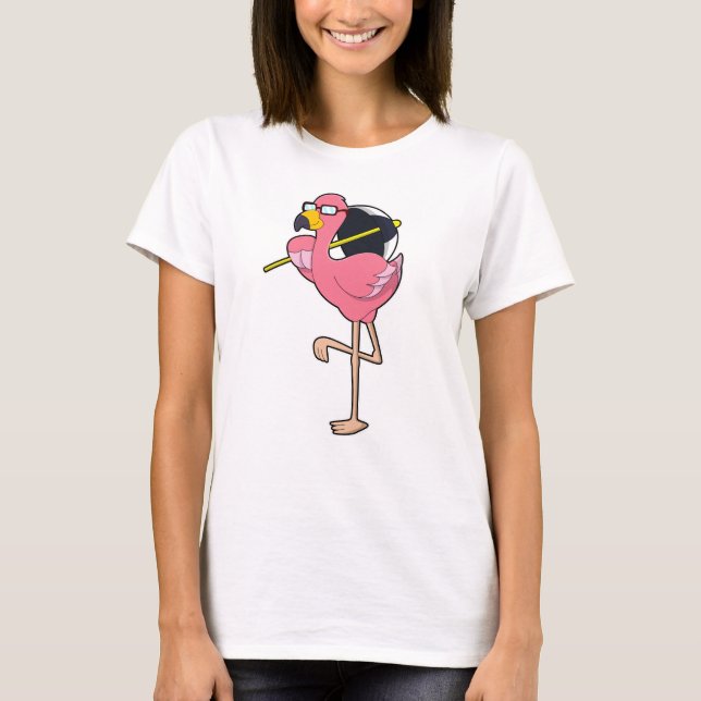 Flamingo med paraply t shirt (Framsida)
