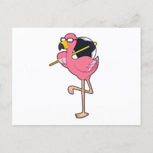 Flamingo med paraply vykort