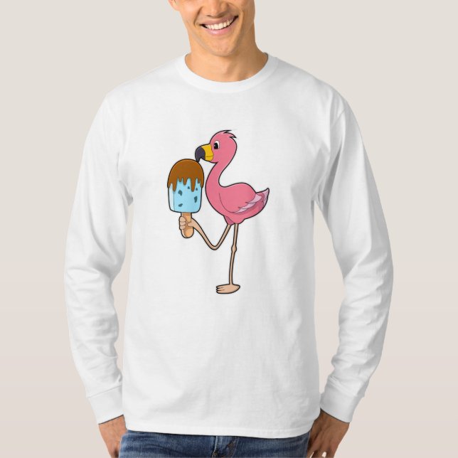 Flamingo med Popsicle T Shirt (Framsida)