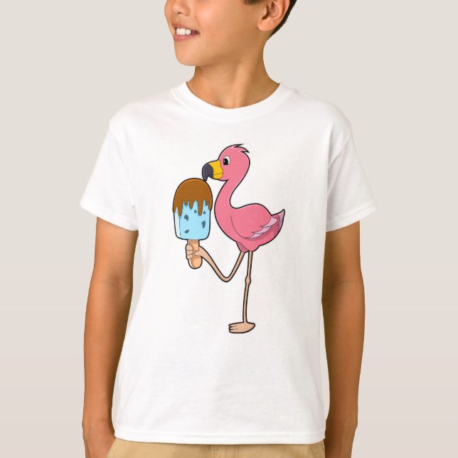 Flamingo med Popsicle T Shirt (Framsida)