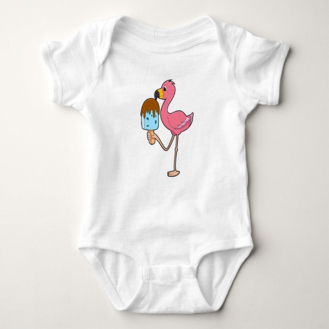 Flamingo med Popsicle T Shirt (Framsida)