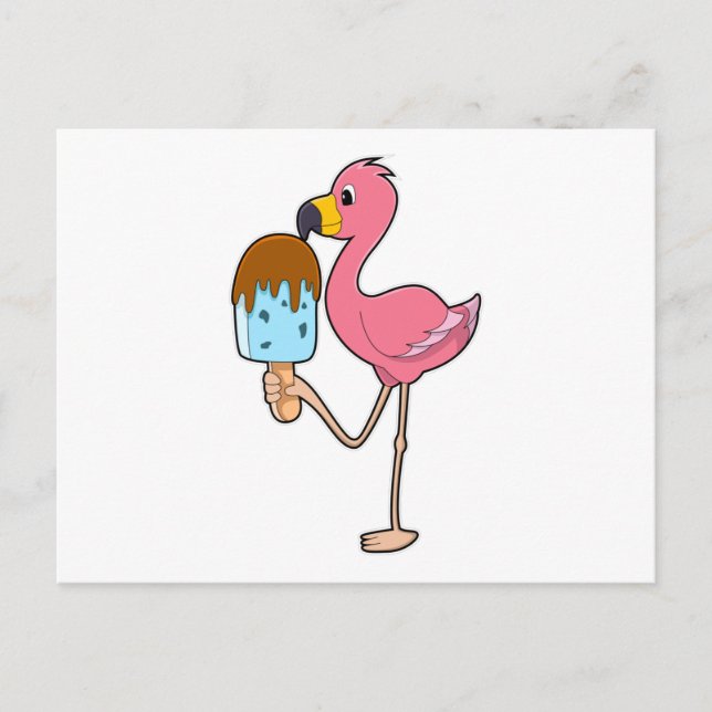 Flamingo med Popsicle Vykort (Framsida)