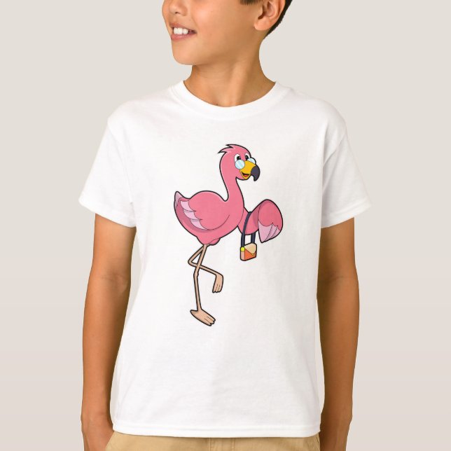 Flamingo med Purse T Shirt (Framsida)